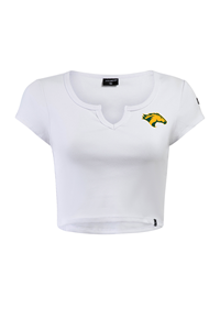H/V Ladies Tee CPP Left Chest Green/Gold On White