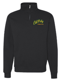 1/4 Zip Essential Cal Poly Script Over Pomona Black