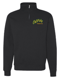 *New Item: 1/4 Zip Essential Cal Poly Script Over Pomona Black