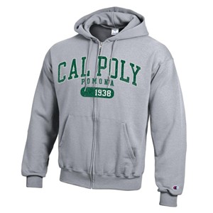 Full Zip Powerblend Cal Poly Over Pomona Est 1938 Heather Grey