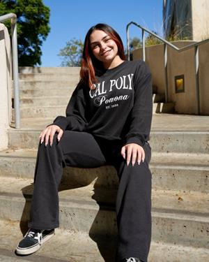 LADIES L/S CAL POLY OVER SCRIPT POMONA BLACK