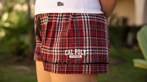 LADIES HARLEY FLANNEL SHORTS CAL POLY OVER POMONA