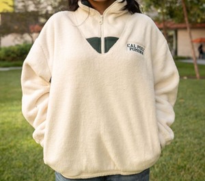 1/4 ZIP SHERPA CAL POLY OVER POMONA  BUFF