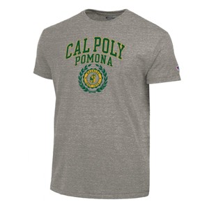 Tee Cal Poly Arched Over Laurel Faux Seal Heritage Grey